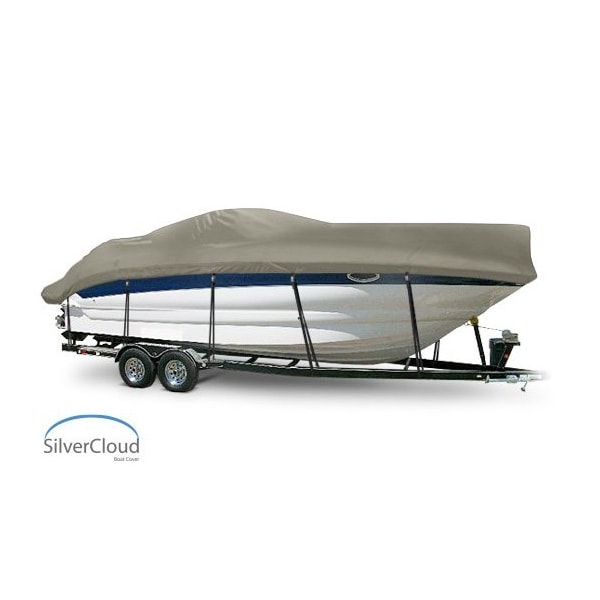 Eevelle Boat Cover CABIN CRUISER, Outboard Fits 26ft 6in L up to 120in W Khaki SCHPCBN26120B-KHA - main